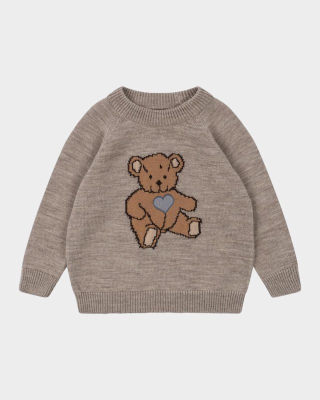 Girl's Billi Teddy Bear Intarsia Sweater, Size 12M-6